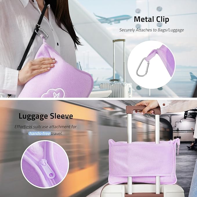 Travel Blanket, 3-in-1 Ultra-Soft, Warm & Lightweight Travel Blanket Airplane with Bag, 65x40 in, Airplane Travel Essentials for Women, Men & Kids with Eye Mask, Luggage Sleeve & Backpack Clip