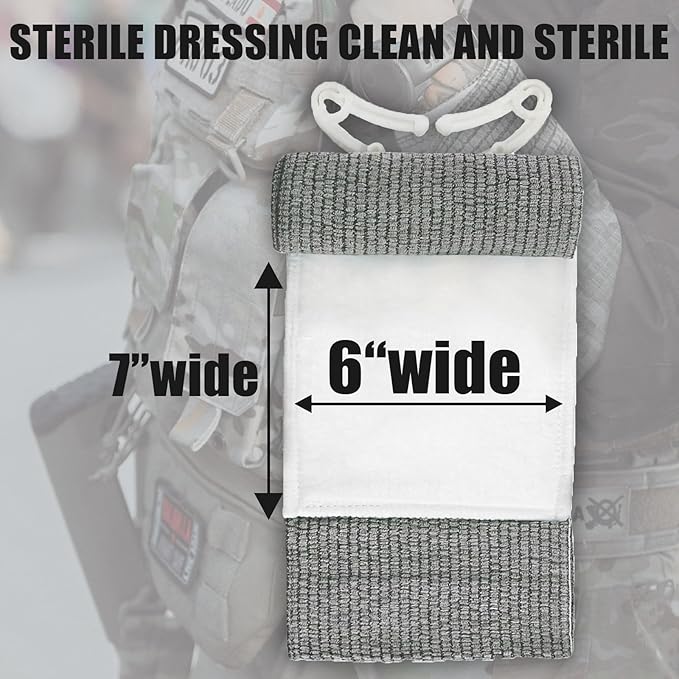 Israeli Style Emergency Bandage Version A - 6 Inch, Sterile Vacuum Sealed - Combat Tactical First Aid Kit IFAK Supplies - Compression Trauma Wound Dressing, 2 Count