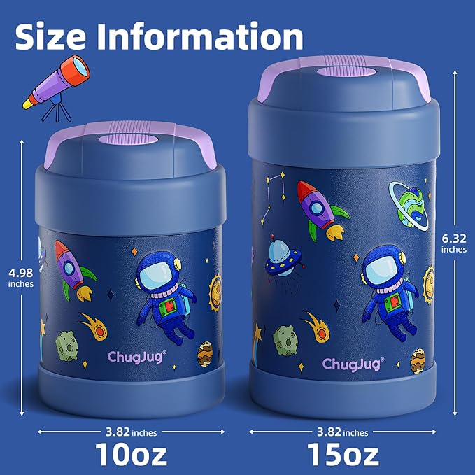 10 oz Soup Thermo for Hot Food Kids Insulated Food Jar with Spoon, Lunch Thermo Container, Width Mouth Vacuum Stainless Steel Food Thermo for School Travel, Leakproof, Easy to Open(Blue)