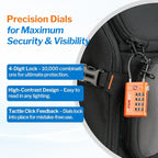 Forge TSA Approved Luggage Locks 4 Digit Combination TSA Travel Locks with TSA008, Open Alert Indicator, Zinc Alloy Body for Luggage, Suitcase, Backpack, and More. Orange 4 Locks.