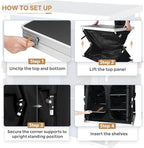 EAGLE PEAK Double Outdoor Folding Camping Table with Large 3-Tier Storage Organizer and Side Pockets, Easy Set Up Portable Aluminum Camping Kitchen, Black