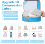 8 Set/6 Set/4 Set Compression Packing Cubes for Travel, Lightweight Vacation Travel Essentials, Travel Accessories for Suitcase Organizer Bags Set, Durable Luggage Organizer