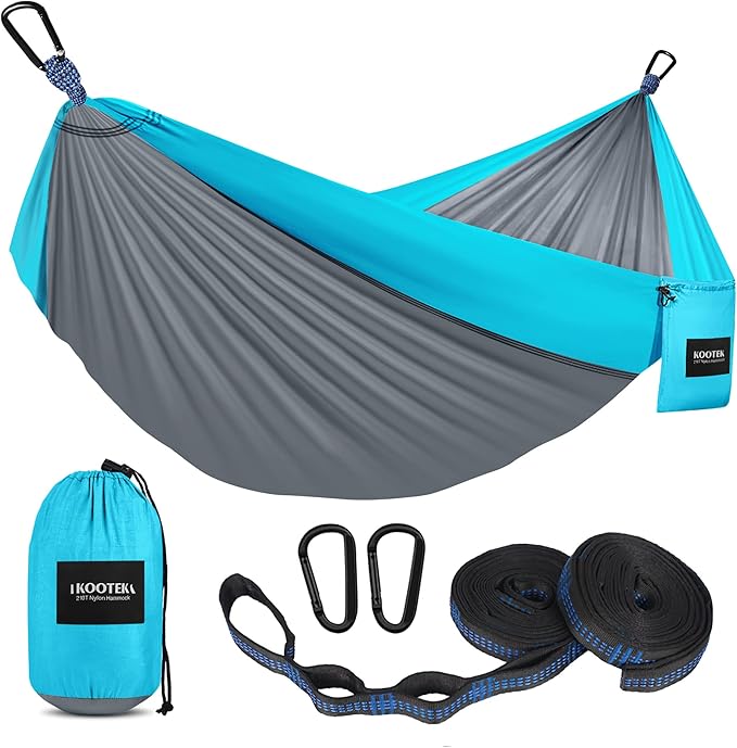 Kootek Camping Hammock, Portable Hammocks with Tree Straps & Attached Carry Bag, Camping Essentials Gear, Perfect for Outside Indoor Hiking Beach Backpack Travel
