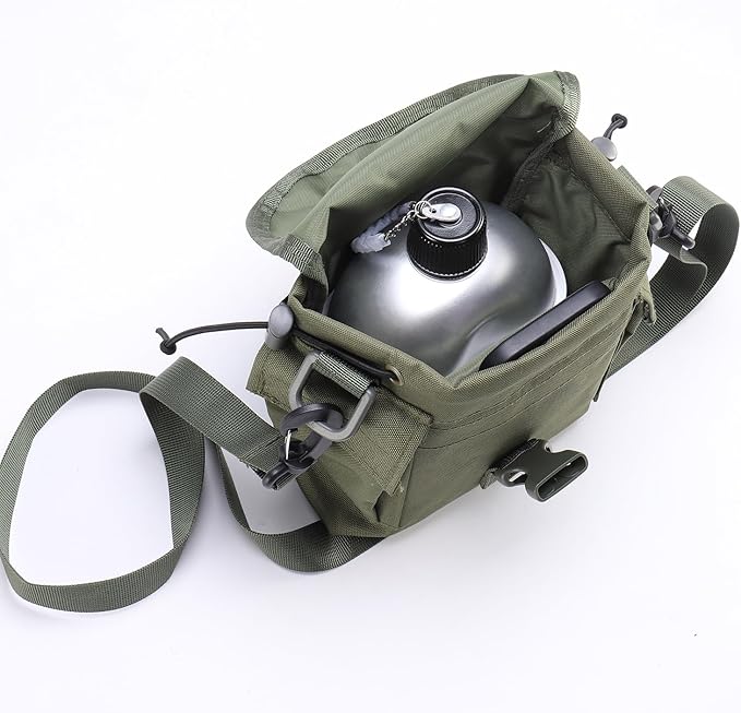 Military Canteen with Cup Stove and Molle Pouch Military Surplus Army Canteen for Outdoor Camping Hiking Surviving Backpacking