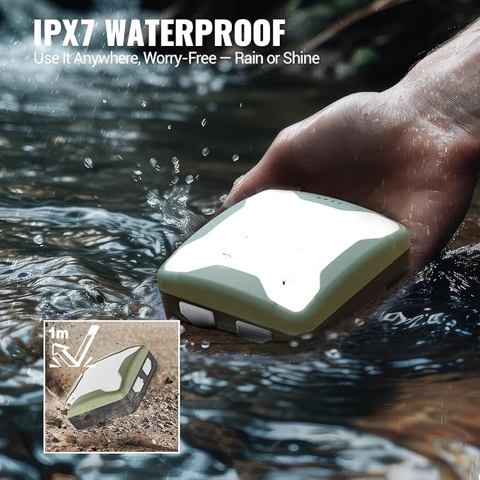 Camping Lantern Rechargeable/3AAA Batteries Tent Light, IPX7 Waterproof LED Lamp with Magnetic Base & Carabiner Hook for Indoor Work Outdoor Hiking Emergency Light Hurricane (ComPuck)