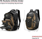 Swissdigital Design Laptop Backpack with USB Charging Port, Travel Backpack Fits 15.6 inches Computer, 31L College School Backpack for Men, Tan/Black | SD803-34