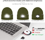 ATNKE LED Lighted Beanie Hat,USB Rechargeable 4 LED Running Headlamp Bright Cap with The Light Gifts for Men and Women