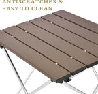 Grope Portable Camping Table with Aluminum Table Top, Folding Beach Table Easy to Carry, Prefect for Outdoor, Picnic, BBQ, Cooking, Festival, Beach, Home (Coffee-S)