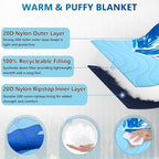 Camping Blanket Waterproof, Packable Down Alternative Puffy Printed Camp Blankets Ultra Warm Lightweight Hammock Top Quilt Outdoor Blanket for Travel Picnic Stadium Hiking Party Cold Weather 55"x78.8"