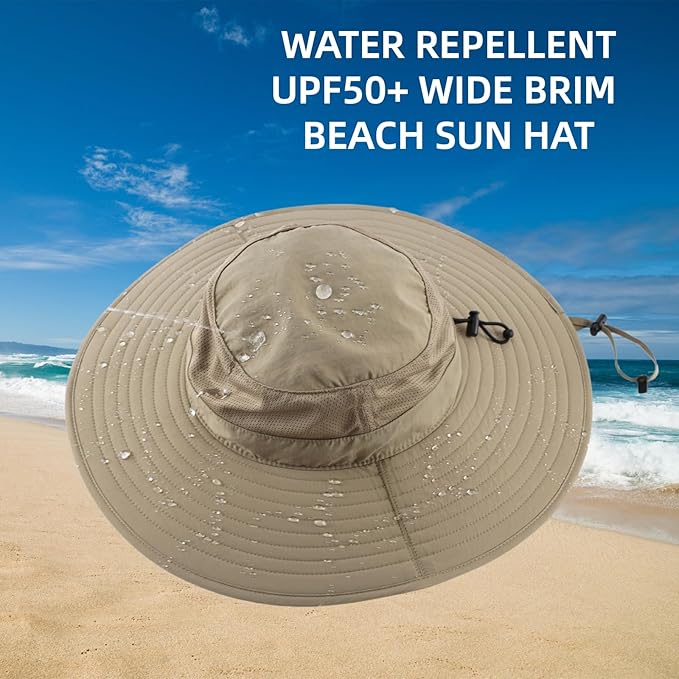 Home Prefer UPF50+ Mens Sun Hat Wide Brim Fishing Hat Foldable Large Brim UV Protection Sun Hat for Men Women Beach Gardening