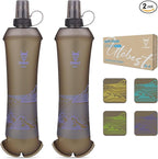 UTOBEST 500ml Soft Flask, 2 Pack Flexible TPU Hydration Water Bottle, Collapsible with 28mm Caliber for Running, Hiking, Cycling, Climbing, and Marathon Purple