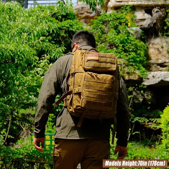Military Tactical Backpack 45L Large Tactical Backpack for Men, Hiking Rucksack With Bottle Holder