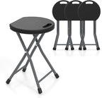 Goplus Folding Stool, 4 Pack 18 inch Foldable Camping Stool for Adults with 440 lb Capacity, Portable Plastic Fold up Stool, Collapsible Round Stool with Handle for Fishing Hiking Gardening BBQ