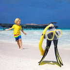 Kids Mask Fins Snorkel Set Snorkeling Packages, with Diving Mask, Snorkel, Adjustable Swim Fins, Mesh Bag, Anti-Fog Anti-Leak Snorkeling Gear for Kids for Snorkeling Swimming Diving