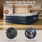 King Size Air Mattress with Built-in Pump, 18in Raised Heavy Duty Inflatable Bed, 1000lbs Maxs, Fast Inflatable Blow up Mattress with Carry Bag, Air Bed for Camping Sleepover Guest Room