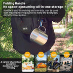 Stainless Camping Cup, 350ml Stainless Steel Camping Cup with Lid and Foldable Handle, High Temperature Direct Heating, Great for Backpacking