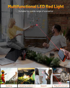 GOODaaa Solar Power Bank, 42800mAh Portable Charger 20W Fast Charging External Battery Pack Built in 4 Cables, Wireless Charging Power Bank for Apple Watches with Flashlight, Carabiner,Thermometer