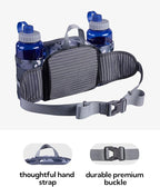 WATERFLY Fanny Pack Waist Bag: Fannie Pack 2 Water Bottle Holders Lumbar Belt Hiking Walking Running Jogging Camping Large Woman Man (Bottle Not Included)