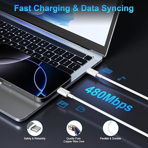 iPhone 17 16 15 Charger Fast Charging, 45W Dual USB C Android Phone Charger Block with 10FT Long Type C Cable Cord for Apple iPhone 17/Pro/Pro Max/17 Air/16 Pro/16 Pro Max/15 Plus/iPad/S26 Ultra/S25