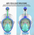 G2RISE Full Face Snorkel Mask Adults Snorkeling Set Gear for Kids with Detachable Camera Mount, Safe Breathing, Anti Fog Anti Leak