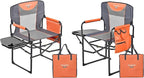 SUNNYFEEL Oversized Camping Directors Chair 2 Pack, Portable Folding Lawn Chairs for Adults Heavy Duty with Side Table,Pocket for Beach, Fishing,Picnic,Concert Outdoor, Foldable Camp Chairs
