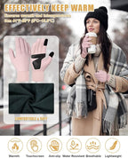 RIGWARL Winter Gloves Men and Women Medium-Thick, Gloves for Cold Weather with Thermal Plush, Touchscreen Running Glove Adjustable Zippered Wrist for Walking The Dog Hiking Camping Cycling Work