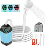Portable Shower for Camping, 7800mAh Rechargeable Camping Shower with 3 Spray Modes, IPX7 Waterproof Portable Shower Pump for Outdoor, Hiking, Travel, Car, Pet-Long-Lasting Battery & Powerful Suction