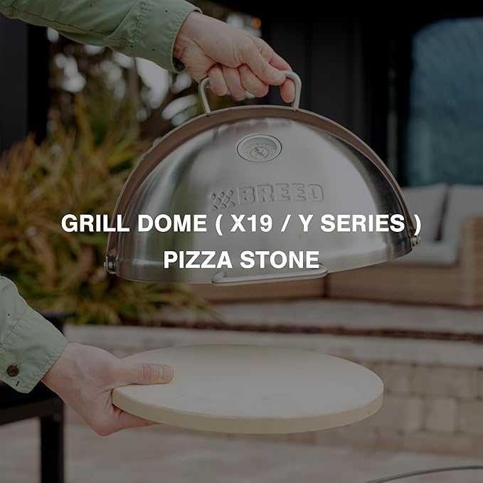 Breeo Grill Dome for Outpost Grill – Hinged Stainless Steel Dome w/Built-in Thermometer, Griddle Accessories Kit, Outdoor Set for Live-Fire Cooking – Fits X/19, Y Series