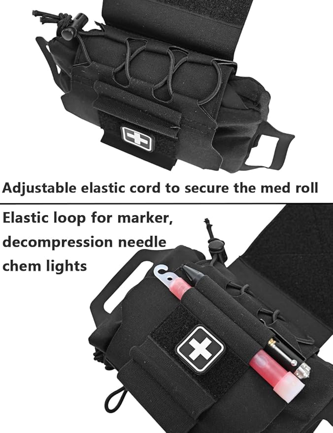 SABADO Rapid/Quick Deploy First Aid Kit Pack Tactical IFAK Pouch Two-Piece System Med Roll Carrier Hypalon Handle Outdoor Sport Hunting Bag