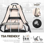 LOVEVOOK Laptop Backpack for Women 15.6 inch,Cute Womens Travel Purse,Professional Computer Bag,Waterproof Work Business College Teacher Bags Carry on with USB Port,Nude