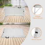 4 FT Folding Table with Carry Handle, Portable Fold-in-Half Plastic Table, Rectangle Foldable Table for Indoor/Outdoor White