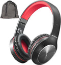 Rydohi Bluetooth Headphones Over Ear,68H Playtime and 3 EQ Music Modes Wireless Headphones with Microphone/Deep Bass, HiFi Stereo Foldable Lightweight Headset for PC Home Travel Office (Black Red)