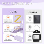 Personalized Initial Luggage Tags for Suitcase, Purple Leather Cute Luggage Tags with Privacy Cover Name Card, Embroidered Custom Monogrammed Luggage Tag Travel Backpack Tags Gifts for Women Kids(Z)
