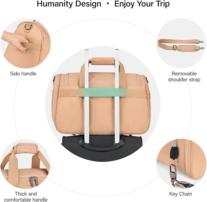 Hanke Foldable Underseat Carry On luggage Bag, Travel Tote Bag for Women & Men, Personal Item Travel Bag Softside Lightweight Luggage Bags for Travel Flight Crew Overnight Weekender.（Pink）