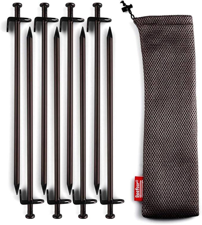 Heavy Duty Steel Tent Stakes - Tarp Pegs Camping Stakes for Outdoor Camping Canopy and tarp, 12 inch 8/10/12PC Pack