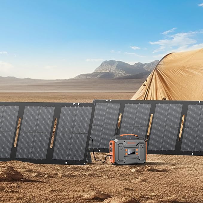 Portable Solar Panel 60W Foldable Solar Charger with DC/USB C/USB A Output DC Cable for Solar Power Station Power Bank Phone Laptop Outdoor Camping RV Road Trip