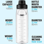 Water Bottle 32oz, clear water bottle with Spout Lid and Carry Handle, Reusable, Tritan, BPA Free, Hiking Water Bottle Suitable for Travel, Outdoors, Gym, Travel, Home, School (clear-black)
