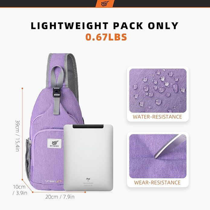 SKYSPER Sling Bag RFID Crossbody Sling Backpack Cross Body Shoulder Bag Travel Hiking Daypack for Women Men