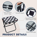 Collapsible Stool Camping Folding Stools: 1.1lbs Lightweight Portable Foot Stool Load 300lbs - 10.5 Inch Camping Chair Fishing Hiking Gardening Beach BBQ with Carry Bag Easy Transport (Stripe)