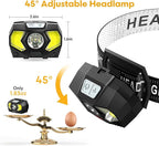 Headlamp 2 Pack,1500 Lumen Bright LED Head Lamp with 7 Modes, Head Lights for Forehead with Red Light, IPX5 Waterproof Head Light for Adults and Kids Camping Running, 6AAA Batteries Included