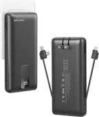 Charmast Portable Charger with Built-in Cables and Wall Plug, 20000mAh 20W USB C Power Bank Fast Charging Battery Pack Travel Essentials Compatible with iPhone 16/15/14/13 Series, Samsung Google iPad