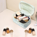 Gosect Large Makeup Bag, Cute Cosmetic Bag for Women Girls, Floral Coquette Aesthetic Toiletry Bag, Travel Make Up Organizer Bag (White-Bear)