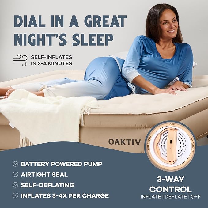 Twin Air Mattress with Frame, Self Inflating/Deflating Bed for Adults - PeakRest Blow Up Bed, Camping Cot with Mattress for Adults - Portable Twin with Travel Rolling Case on Wheels