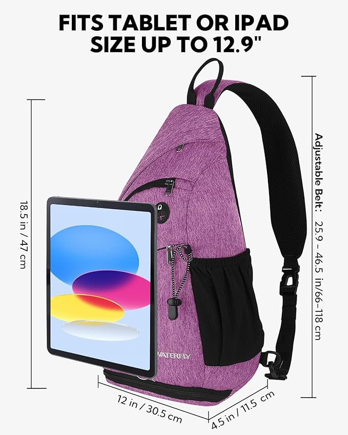 WATERFLY Sling Bag Crossbody Backpack: Over Shoulder Daypack Casual Cross Chest Side Pack