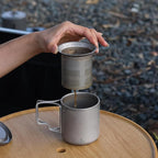 Camping Mug Titanium Double Wall Coffee Tea with Cup Inner Filter with Folding Handle