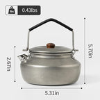 0.6 Liter Lightweight Stainless Steel Camping Kettle Portable Camp Tea Pot, Outdoor Campfire Use, Retro Silver
