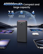 Portable Charger Power Bank 40000mah, USB C Fast Charging 22.5W External Battery Pack Phone Charger Quick Charge with 3 Outputs & 2 Inputs for iPhone Android Samsung Travel Essentials Camping