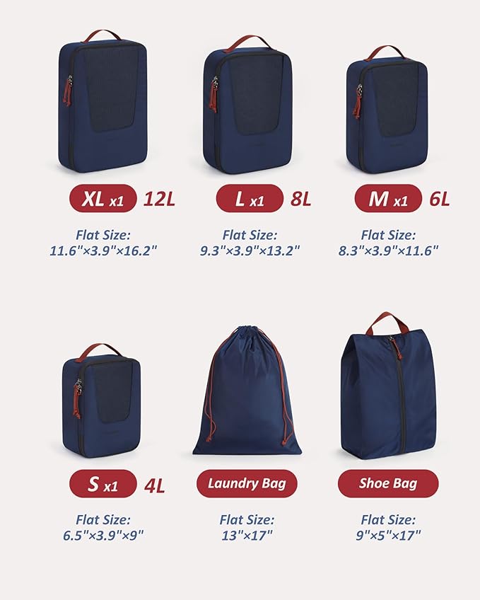 BAGSMART Compression Packing Cubes for Travel, 6 Set/5 Set/4 Set, Compression Suitcase Organizer Bags Set for Suitcases Travel Essentials, Lightweight Packing Organizers