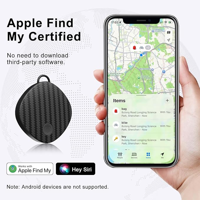 Air Tracker Tags-4 Pack, Bluetooth Air Tracker Compatible with Apple Find My Network (iOS Only), Smart Tag Item Finder for Keys, Wallet, Luggage, Backpack - Fast Location Updates, Black