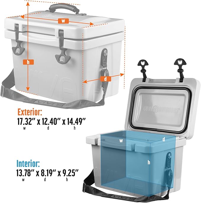 Viva 14QT On-The-Go Personal Portable Hard Cooler Ice Chest | Everyday, Beach, Sports, Camping, Picnics, Lunch Box, Groceries/Market